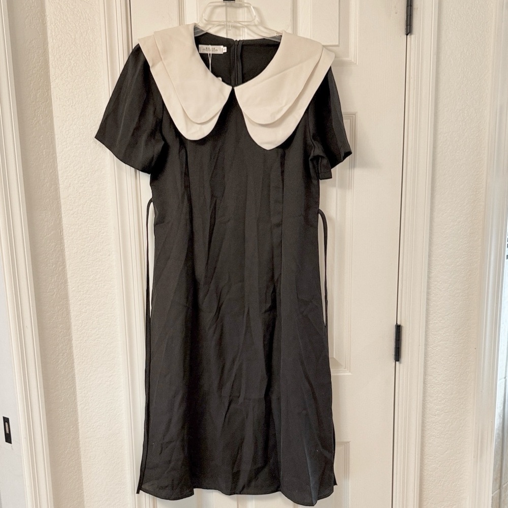 Black Dress with Cream Collar Wednesday Addams